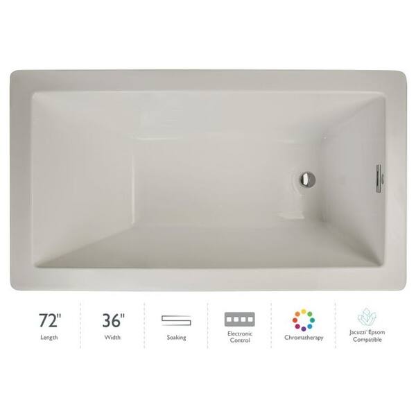 Jacuzzi Elara 72" x 36" Acrylic Soaking Bathtub for Drop In Bed Bath